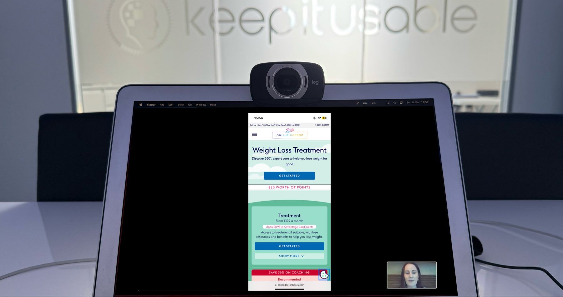 Usability testing session for London-based UX project